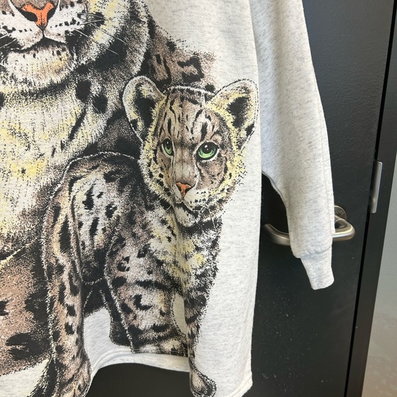 Vintage “Locker Shop” wayyy oversized mock neck leopard sweatshirt excellent con - Picture 3 of 14